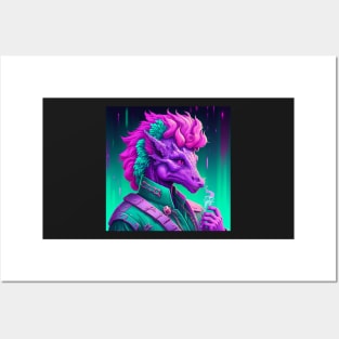 Vapor Wave Dragon Posters and Art